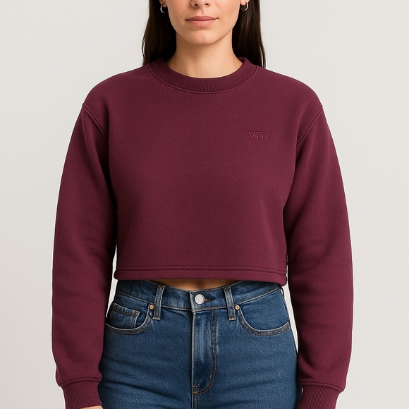 Vans “Off the Wall” ComfyCush Cropped Crewneck Sweatshirt – Women’s Small - Picture 1 of 7